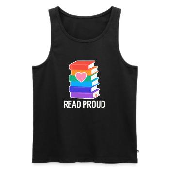 Reading Pride With Rainbow Heart - Men's Premium Organic Tank Top - black - Front - Michal (187cm)