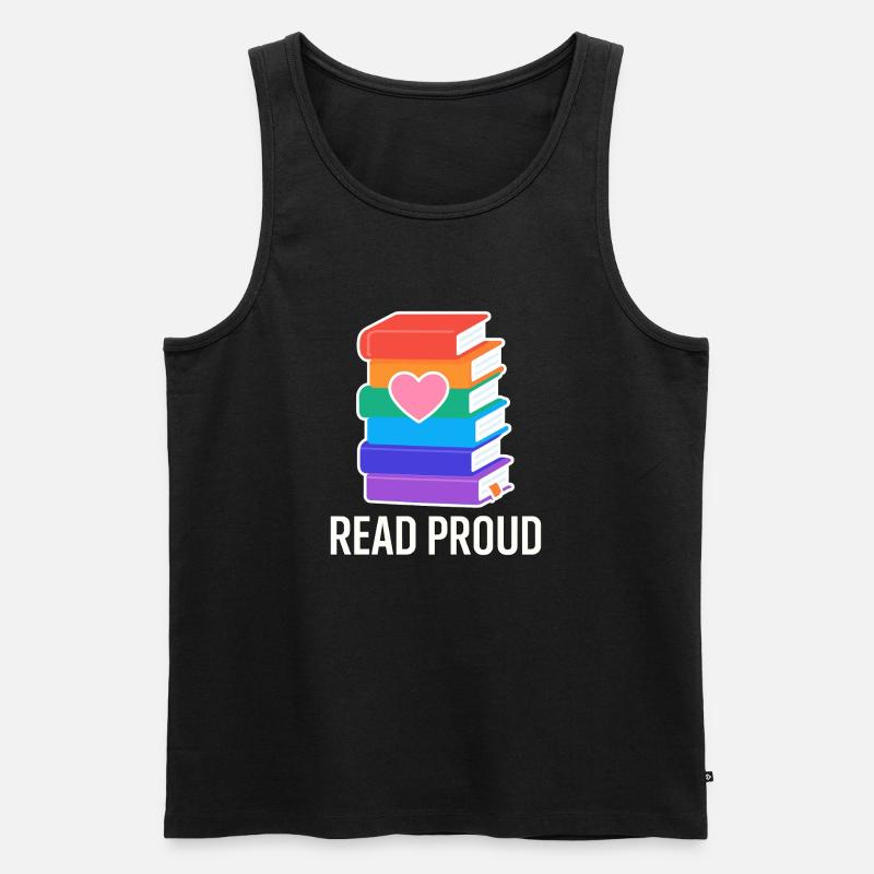 Lese Stolz Mit Regenbogen Herz - Männer Premium Bio Tank Top - Schwarz