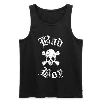 Conception de tatouage de crâne - Débardeur bio Premium Homme - noir - Devant - AI Model Male 178 light (178cm)