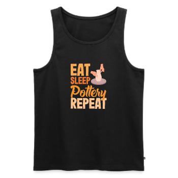 Töpfern Eat Sleep Pottery Répéter - Débardeur bio Premium Homme - noir - Devant - Michal (187cm)