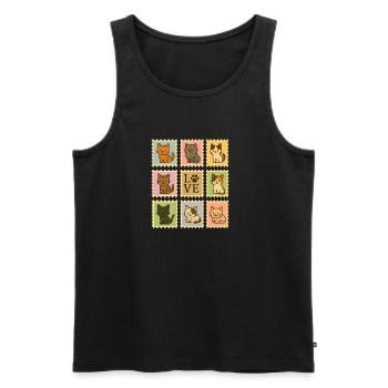 Playful Cat Stamp Collection, cats  - Men's Premium Organic Tank Top - black - Front - Michal (187cm)