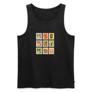 Adorable collection de chiots avec motif d’amour - Débardeur bio Premium Homme - noir - Devant - Michal (187cm)