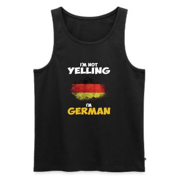 Je ne crie pas, je suis allemand drôle Allemagne citation - Débardeur bio Premium Homme - noir - Devant - AI Model Male 178 light (178cm)