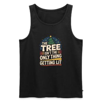 Humour de Noël chaleureux avec sapin de Noël et texte - Débardeur bio Premium Homme - noir - Devant - Michal (187cm)