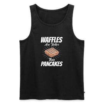 Waffles Are Better Than Pancakes - Men's Premium Organic Tank Top - black - Front - AI Model Male 178 light (178cm)