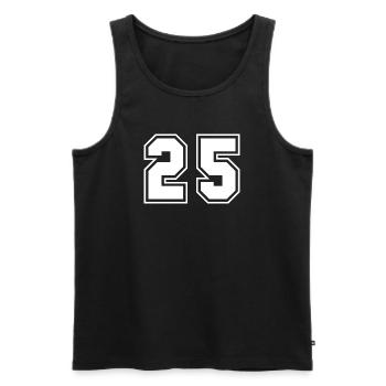 Sportliches Nummerndesign im Blockstil 25 - Männer Premium Bio Tank Top - Schwarz - Vorne - AI Model Male 178 light (178cm)