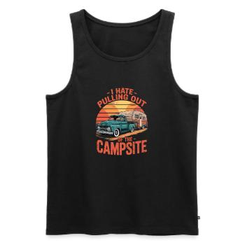 Camping Spruch I Hate Pulling Out Of The Campsite - Men's Premium Organic Tank Top - black - Front - AI Model Male 178 light (178cm)