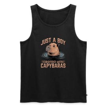 Funny Capybara - Männer Premium Bio Tank Top - Schwarz - Vorne - Michal (187cm)