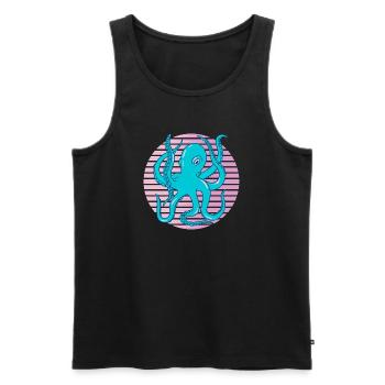 Neon Octopus Retro Sea Art Squid - Men's Premium Organic Tank Top - black - Front - Michal (187cm)