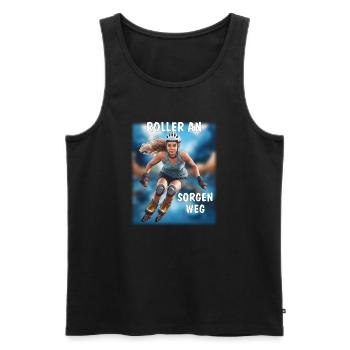 FRAU ROLLER AN SORGEN WEG - Männer Premium Bio Tank Top - Schwarz - Vorne - Michal (187cm)