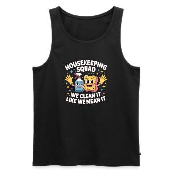 Funny Cleaning Design - Men's Premium Organic Tank Top - black - Front - AI Model Male 178 light (178cm)