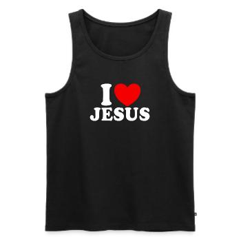 Ich liebe Jesus, christlicher Glaube, Kirche, Bibe - Männer Premium Bio Tank Top - Schwarz - Vorne - AI Model Male 178 light (178cm)
