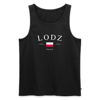 Łódź, Pologne – Souvenir et cadeau des Fêtes - Débardeur bio Premium Homme - noir - Devant - Michal (187cm)