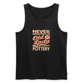 Unterschätze Niemals Eine Alte Dame Die - Männer Premium Bio Tank Top - Schwarz - Vorne - Michal (187cm)