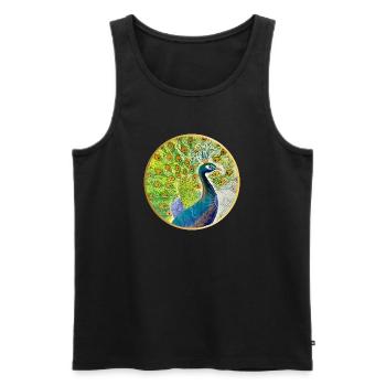 Magnificent peacock with crown - Men's Premium Organic Tank Top - black - Front - AI Model Male 178 light (178cm)
