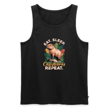 Funny aesthetic Kawaii Capybara - Männer Premium Bio Tank Top - Schwarz - Vorne - Michal (187cm)