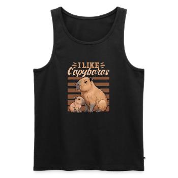 Funny aesthetic Kawaii Capybara - Männer Premium Bio Tank Top - Schwarz - Vorne - Michal (187cm)