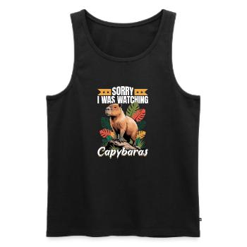 Funny aesthetic Kawaii Capybara - Männer Premium Bio Tank Top - Schwarz - Vorne - Michal (187cm)