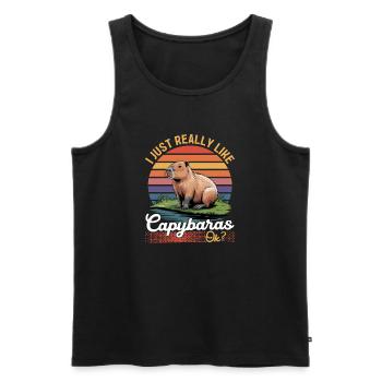 Funny aesthetic Kawaii Capybara - Männer Premium Bio Tank Top - Schwarz - Vorne - Michal (187cm)