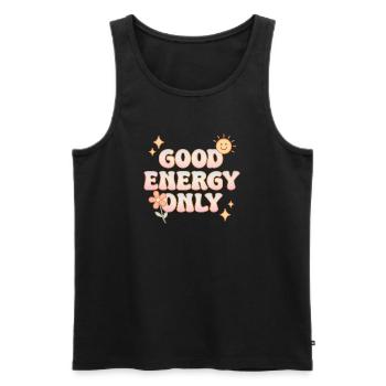 Good Energy Only – retro pastel vibes - Men's Premium Organic Tank Top - black - Front - AI Model Male 178 light (178cm)