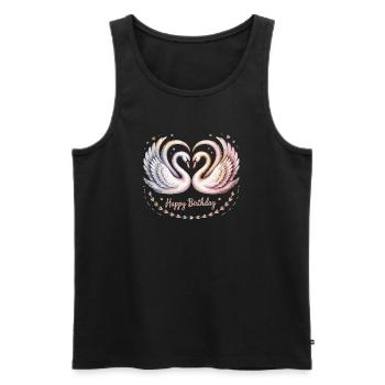 Romantisches Happy Birthday Schwan T-Shirt - Männer Premium Bio Tank Top - Schwarz - Vorne - Michal (187cm)