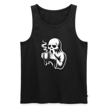 Kaffee Gespenst Morgenmuffel Koffein  - Männer Premium Bio Tank Top - Schwarz - Vorne - AI Model Male 178 light (178cm)