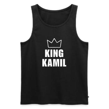 Nom Kamil avec lettre K - Chemise King Crown - Débardeur bio Premium Homme - noir - Devant - AI Model Male 178 light (178cm)