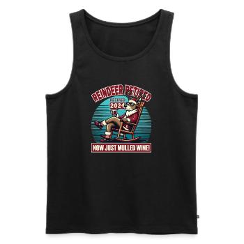 Reindeer Retirement 2024 – Mulled Wine & Winter Fun - Men's Premium Organic Tank Top - black - Front - AI Model Male 178 light (178cm)