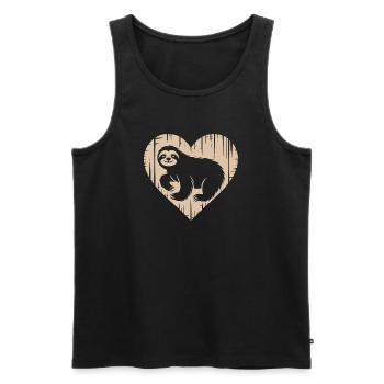 Cute Sloth Heart Design - Men's Premium Organic Tank Top - black - Front - Michal (187cm)