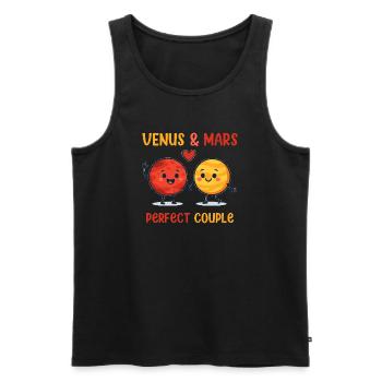 Venus & Mars Perfect Couple Love Design - Männer Premium Bio Tank Top - Schwarz - Vorne - Michal (187cm)