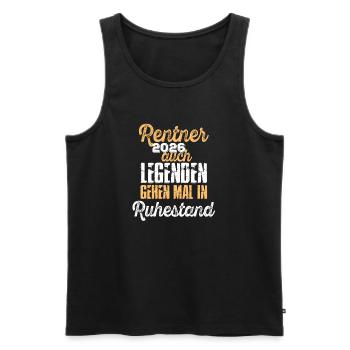 Retraités 2026 Legends Retraite - Débardeur bio Premium Homme - noir - Devant - Michal (187cm)