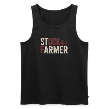 Tracteur agricole coincé, agriculteur agricole vintage - Débardeur bio Premium Homme - noir - Devant - AI Model Male 178 light (178cm)