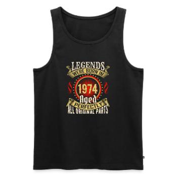 Abzeichen "Legenden geboren 1974" - Männer Premium Bio Tank Top - Schwarz - Vorne - Michal (187cm)