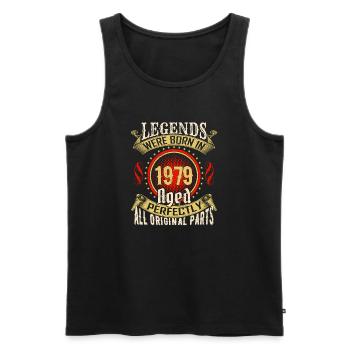 Legenden geboren 1979 Perfekt gealtert - Männer Premium Bio Tank Top - Schwarz - Vorne - AI Model Male 178 light (178cm)