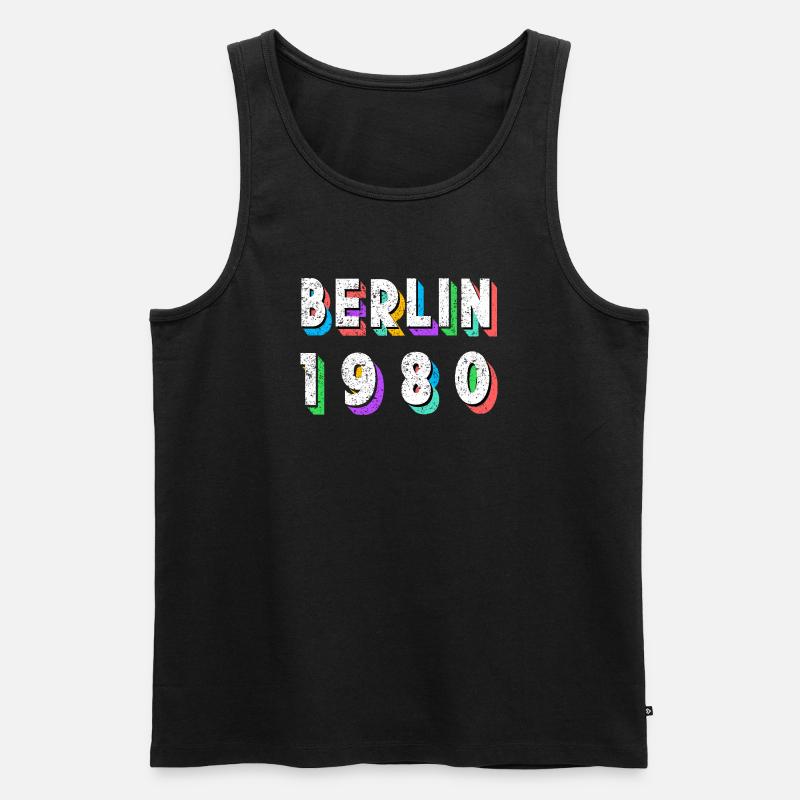 Berlin 1980 Retro Neon - Männer Premium Bio Tank Top - Schwarz