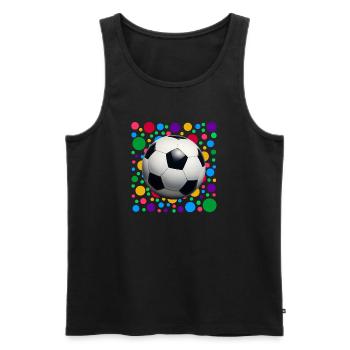Football Soccer Ball – Colourful Spotty Polka Dot  - Men's Premium Organic Tank Top - black - Front - AI Model Male 178 light (178cm)