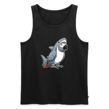 Dessin animé Gris Perroquet Requin Déguisement - Débardeur bio Premium Homme - noir - Devant - AI Model Male 178 light (178cm)