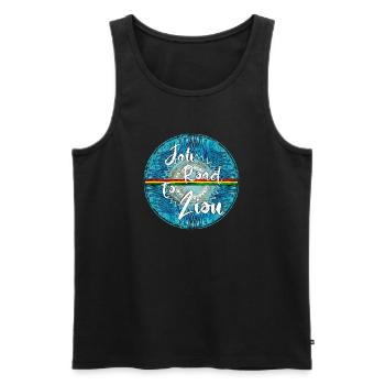 Jah Road to Zion Round Badge - Männer Premium Bio Tank Top - Schwarz - Vorne - AI Model Male 178 light (178cm)