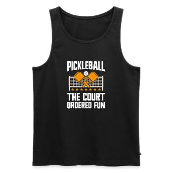 Pickleball : le plaisir ordonné par le tribunal - Débardeur bio Premium Homme - noir - Devant - AI Model Male 178 light (178cm)