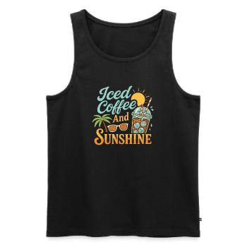 Eiskaffee und Sonnenschein - Männer Premium Bio Tank Top - Schwarz - Vorne - Michal (187cm)
