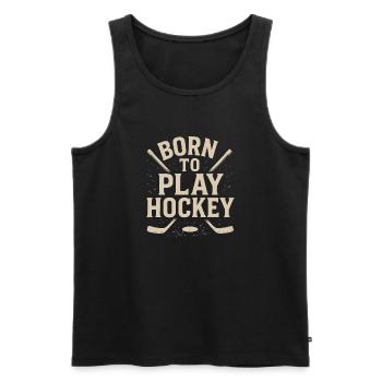 Né pour jouer au hockey - Débardeur bio Premium Homme - noir - Devant - Michal (187cm)