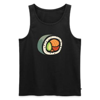 Sushi Roll Cartoon – Funny Food Design - Men's Premium Organic Tank Top - black - Front - AI Model Male 178 light (178cm)