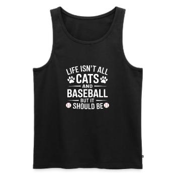 Baseball Spruch Katzen Lustiges Baseball Geschenk - Männer Premium Bio Tank Top - Schwarz - Vorne - AI Model Male 178 light (178cm)