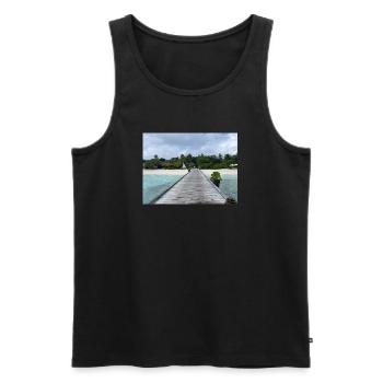 Tropischer Pier am türkis Meer Kudafushi Malediven - Männer Premium Bio Tank Top - Schwarz - Vorne - Michal (187cm)