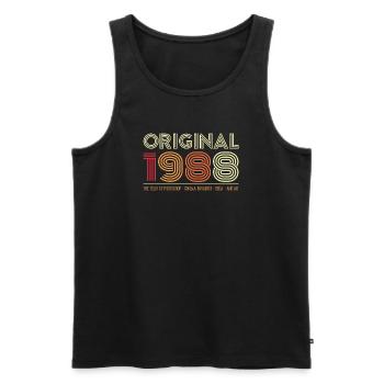 "ORIGINAL 1988" Retro Tribute – Vintage Ikonen - Männer Premium Bio Tank Top - Schwarz - Vorne - AI Model Male 178 light (178cm)