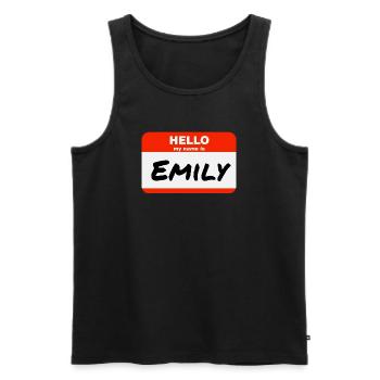 Hello My Name Is Emily Label Name Tag - Men's Premium Organic Tank Top - black - Front - Michal (187cm)