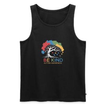 Be Kind Autism Bewusstsein Baum Puzzle - Männer Premium Bio Tank Top - Schwarz - Vorne - Michal (187cm)