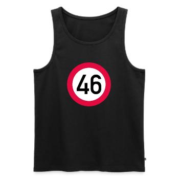 46e anniversaire Attention ! Panneau de signalisation 46 Km/h - Débardeur bio Premium Homme - noir - Devant - Michal (187cm)