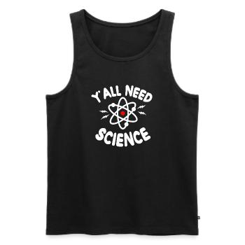 Science for All Atom Tee - Men's Premium Organic Tank Top - black - Front - AI Model Male 178 light (178cm)