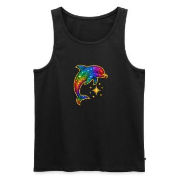 Regenbogen Glitzer Delfin - Männer Premium Bio Tank Top - Schwarz - Vorne - AI Model Male 178 light (178cm)
